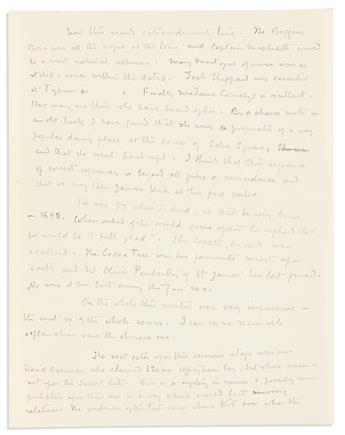 DOYLE, ARTHUR CONAN. Autograph Manuscript, unsigned, fragmentary draft of the final chapter of his last book, The Edge of The Unknown,
